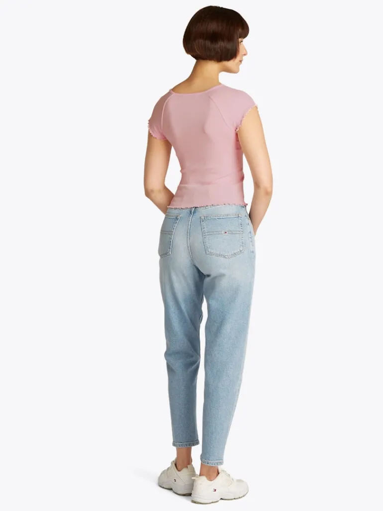 TJW SLIM VNECK GMD RIB SS precious pink