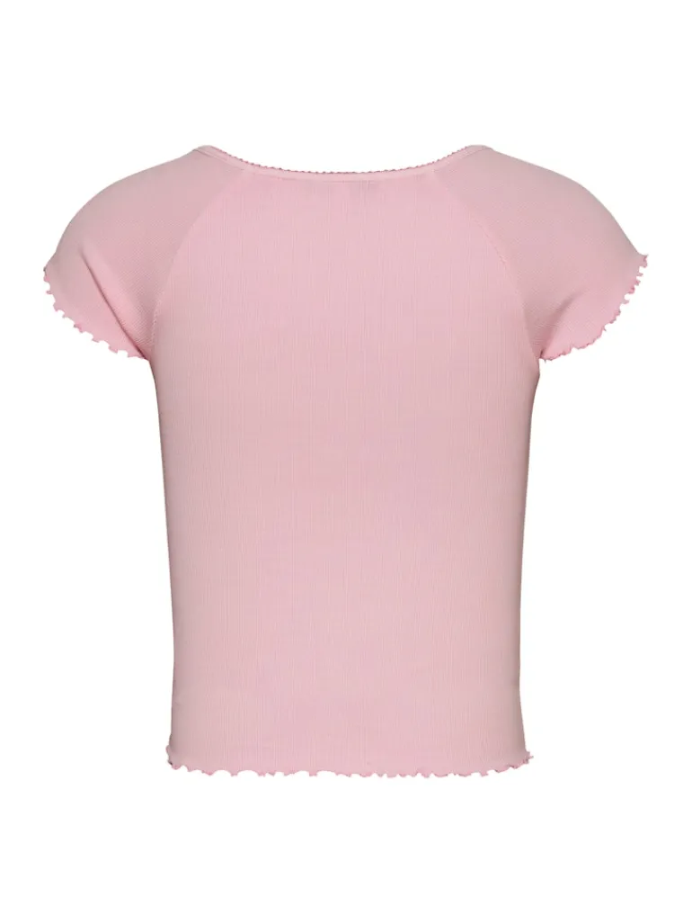 TJW SLIM VNECK GMD RIB SS precious pink