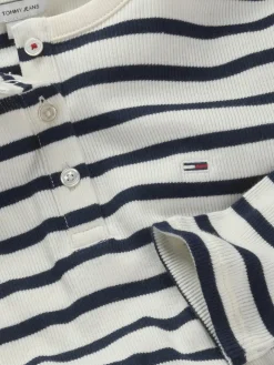 TJW SLM BUTTON RIB C-NECK LS EXT navy-white stripe