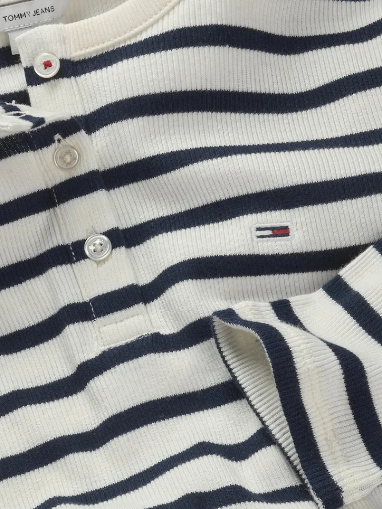 TJW SLM BUTTON RIB C-NECK LS EXT navy-white stripe
