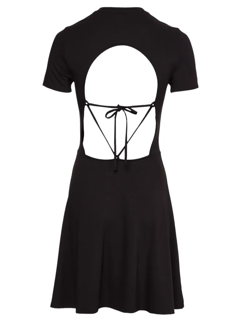 TJW TIE BACK FIT FLARE DRESS black