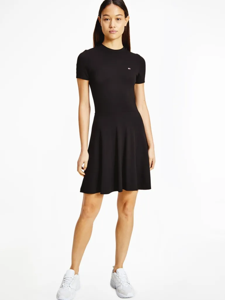 TJW TIE BACK FIT FLARE DRESS black