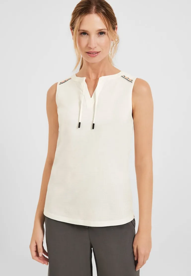 Top mit Stickereidetail vanilla white