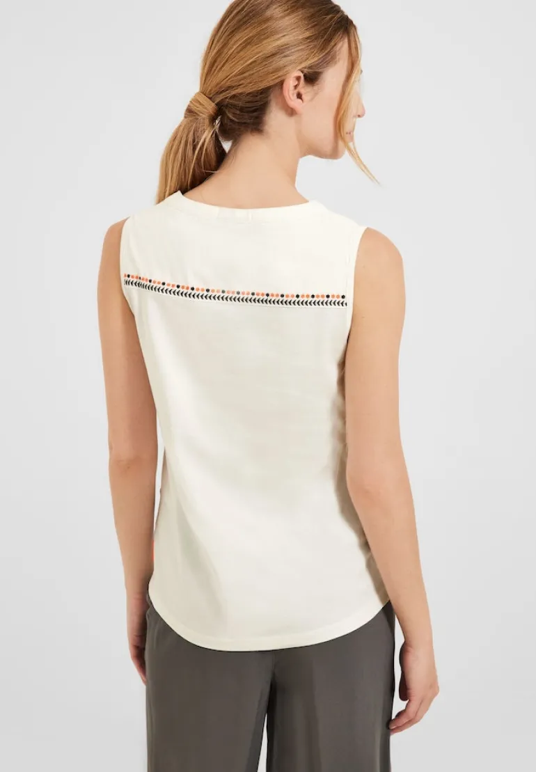 Top mit Stickereidetail vanilla white