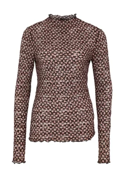 transparentes Shirt mit Stehkragen blackcamel