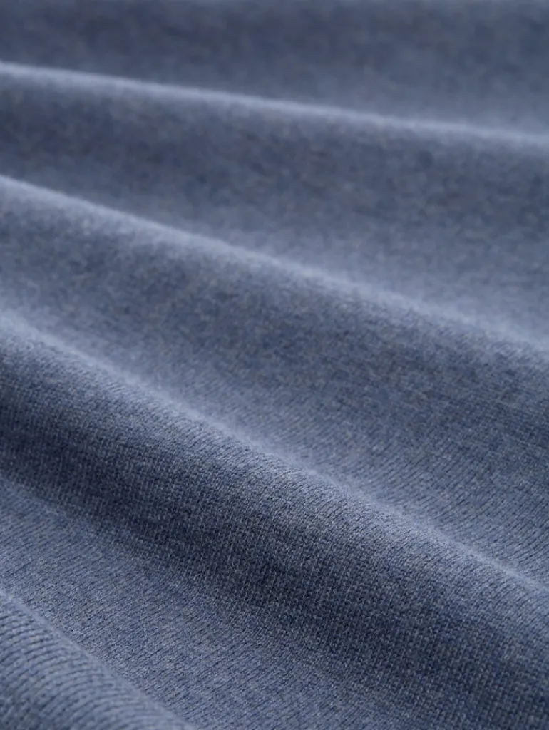 Troyer Strickpullover mit Logo-Stickerei vintage indigo blue melange