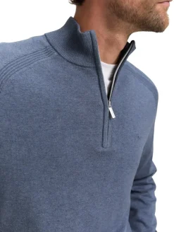 Troyer Strickpullover mit Logo-Stickerei vintage indigo blue melange