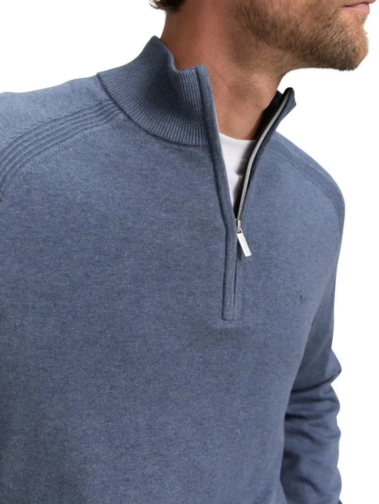 Troyer Strickpullover mit Logo-Stickerei vintage indigo blue melange