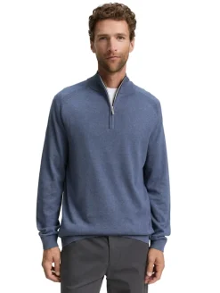 Troyer Strickpullover mit Logo-Stickerei vintage indigo blue melange