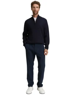 Troyer Strickpullover mit Logo-Stickerei knitted navy melange