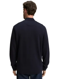 Troyer Strickpullover mit Logo-Stickerei knitted navy melange
