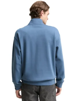 Troyer Sweatshirt mit Logo-Badge dusty denim blue