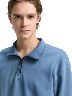 Troyer Sweatshirt mit Logo-Badge dusty denim blue