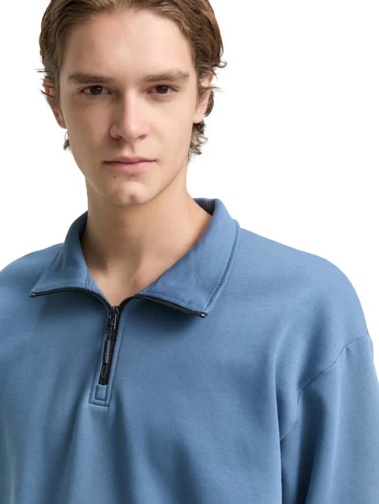 Troyer Sweatshirt mit Logo-Badge dusty denim blue