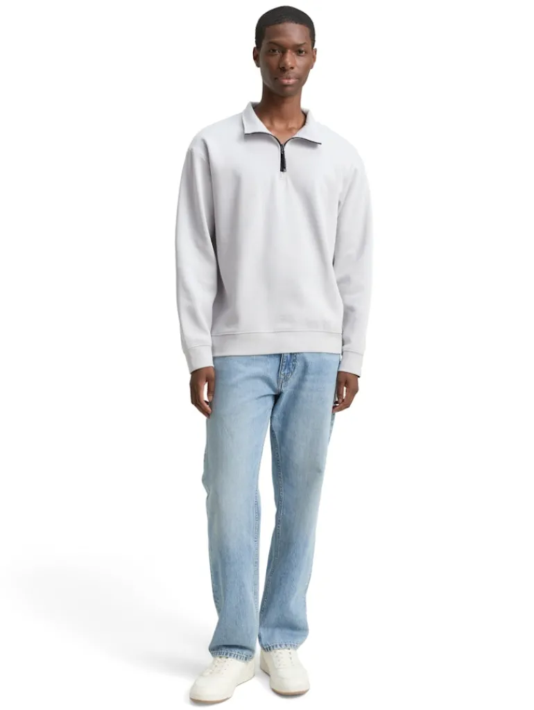 Troyer Sweatshirt mit Logo-Badge chalk grey