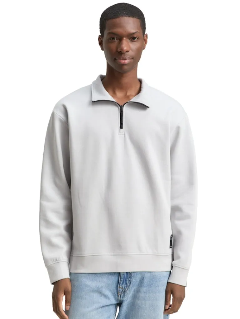 Troyer Sweatshirt mit Logo-Badge chalk grey