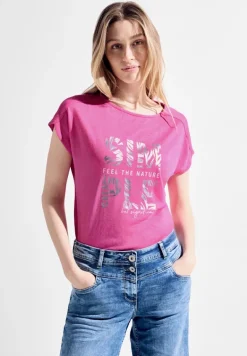 T-Shirt in Leinenoptik bloomy pink