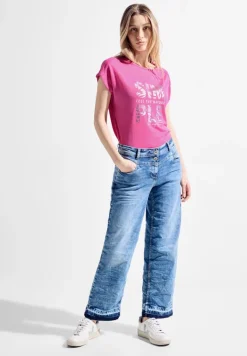 T-Shirt in Leinenoptik bloomy pink