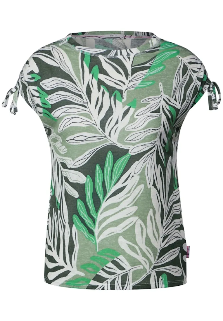 T-Shirt in Leinen Optik soft salvia green