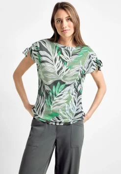 T-Shirt in Leinen Optik soft salvia green