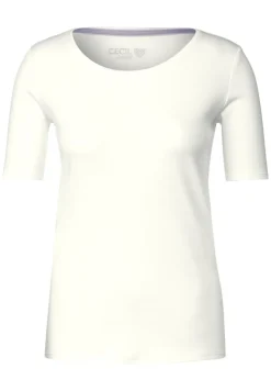 T-Shirt in Unifarbe vanilla white