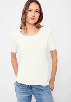 T-Shirt in Unifarbe vanilla white