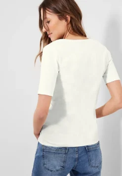 T-Shirt in Unifarbe vanilla white