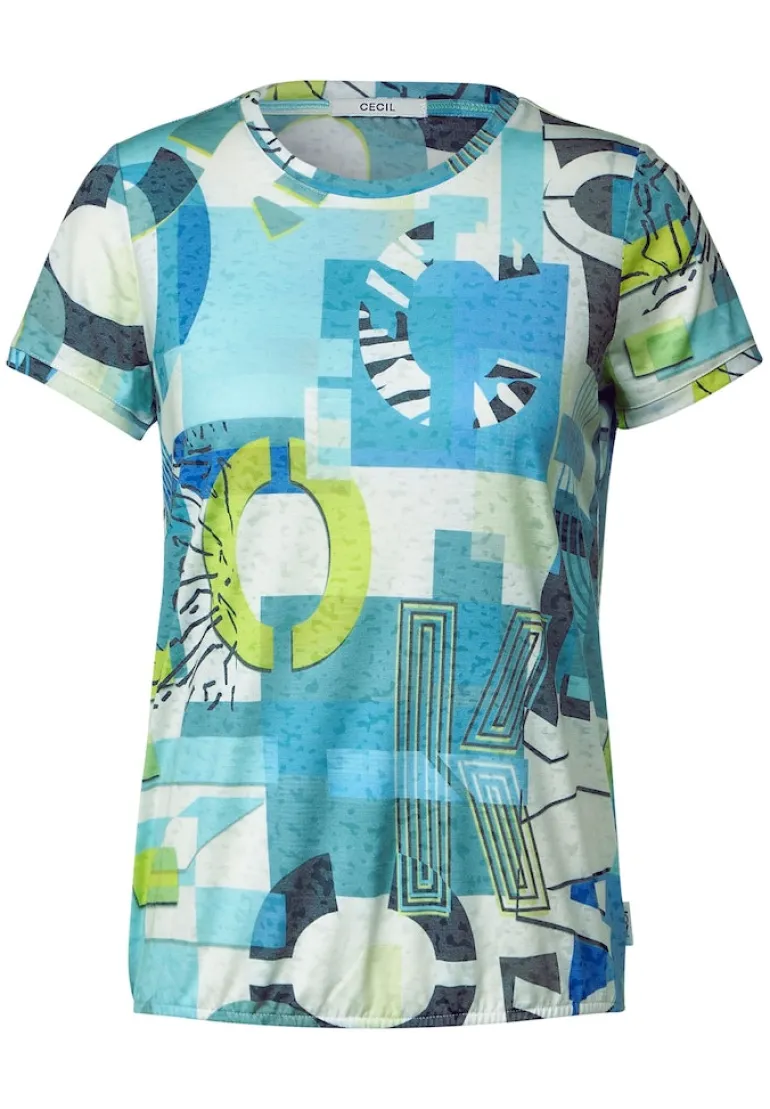 T-Shirt mit Alloverprint burn out vanilla white