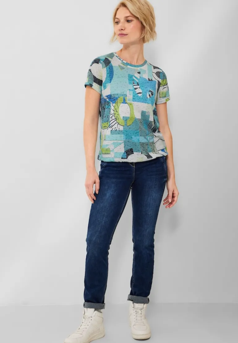 T-Shirt mit Alloverprint burn out vanilla white