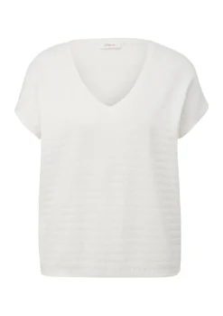 T-Shirt mit überschnittenen Schultern creme