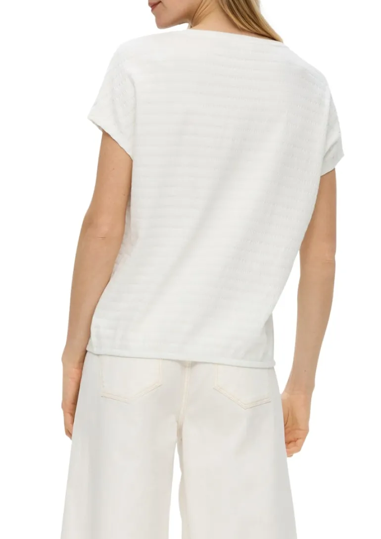 T-Shirt mit überschnittenen Schultern creme
