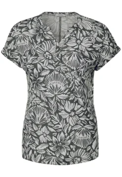 T-Shirt mit Blumenmuster easy khaki