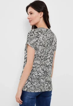 T-Shirt mit Blumenmuster easy khaki