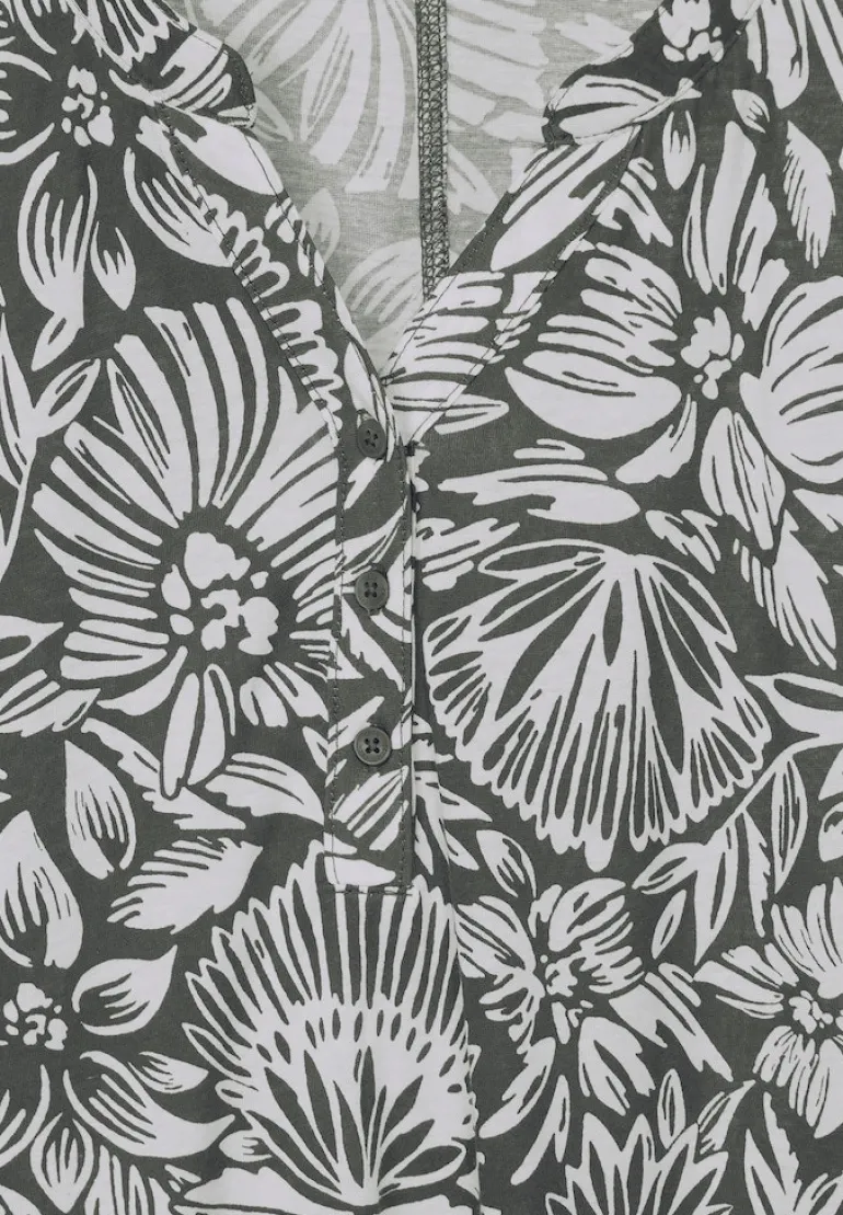 T-Shirt mit Blumenmuster easy khaki