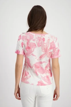 T-Shirt mit Blumen pink smoothie gemustert