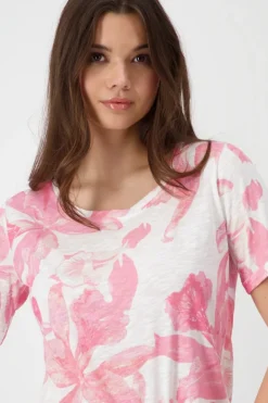 T-Shirt mit Blumen pink smoothie gemustert