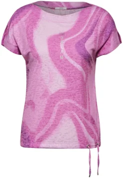T-Shirt mit Burn Out Look bloomy pink