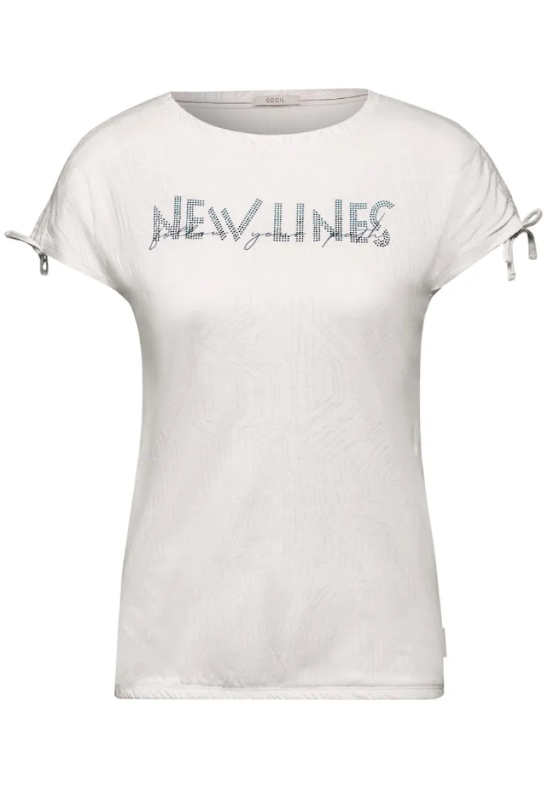 T-Shirt mit Burn-Out Muster vanilla white
