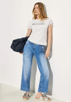 T-Shirt mit Burn-Out Muster vanilla white