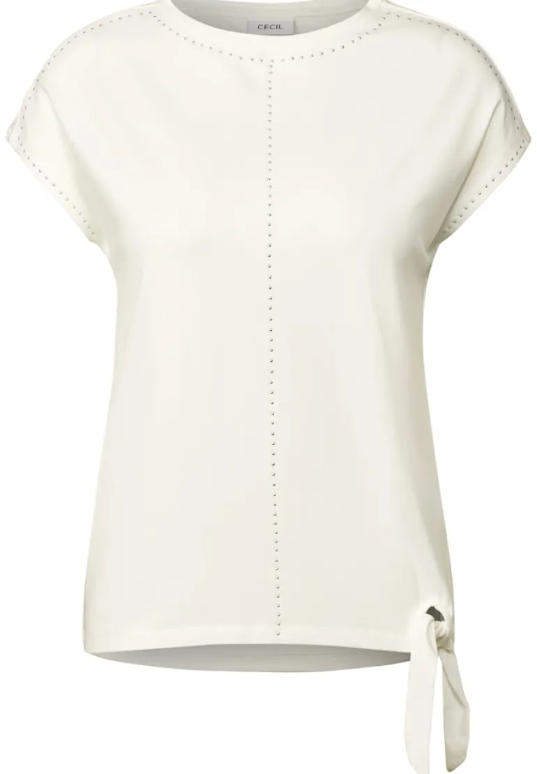 T-Shirt mit Dekosteinen vanilla white