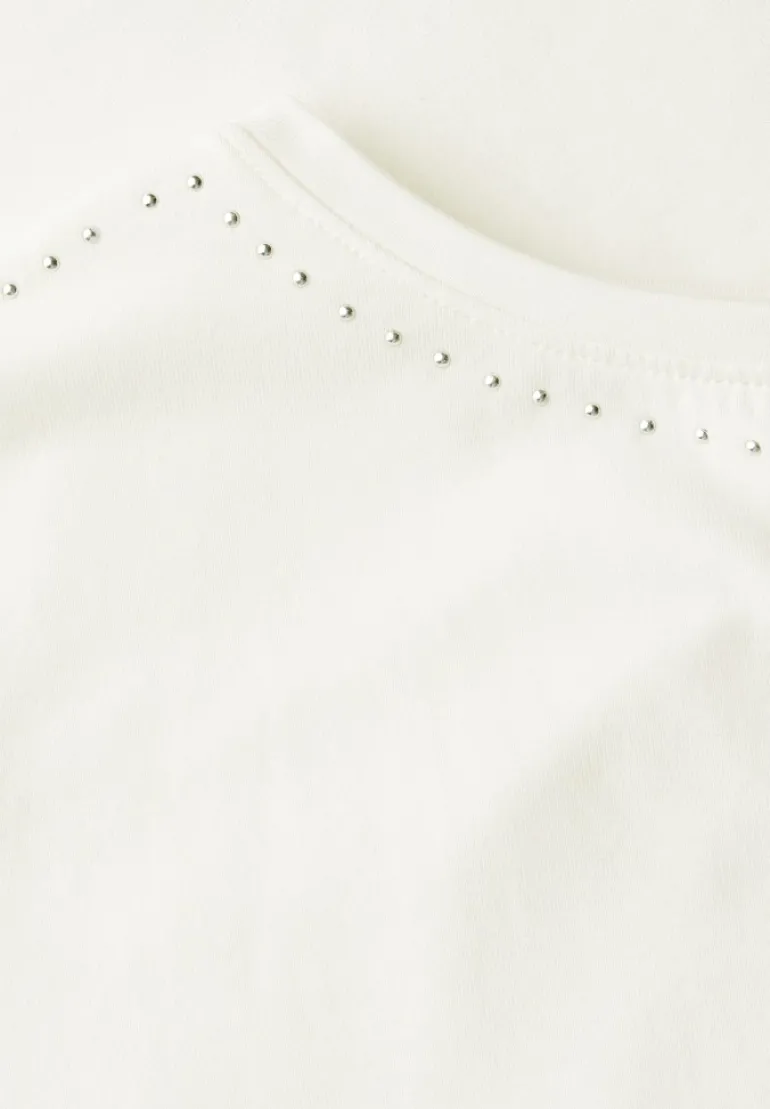 T-Shirt mit Dekosteinen vanilla white