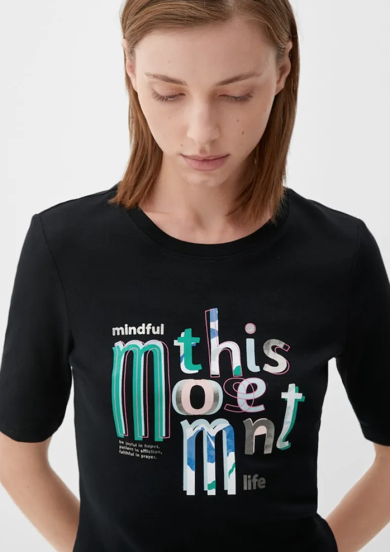 T-Shirt mit Frontprint schwarz