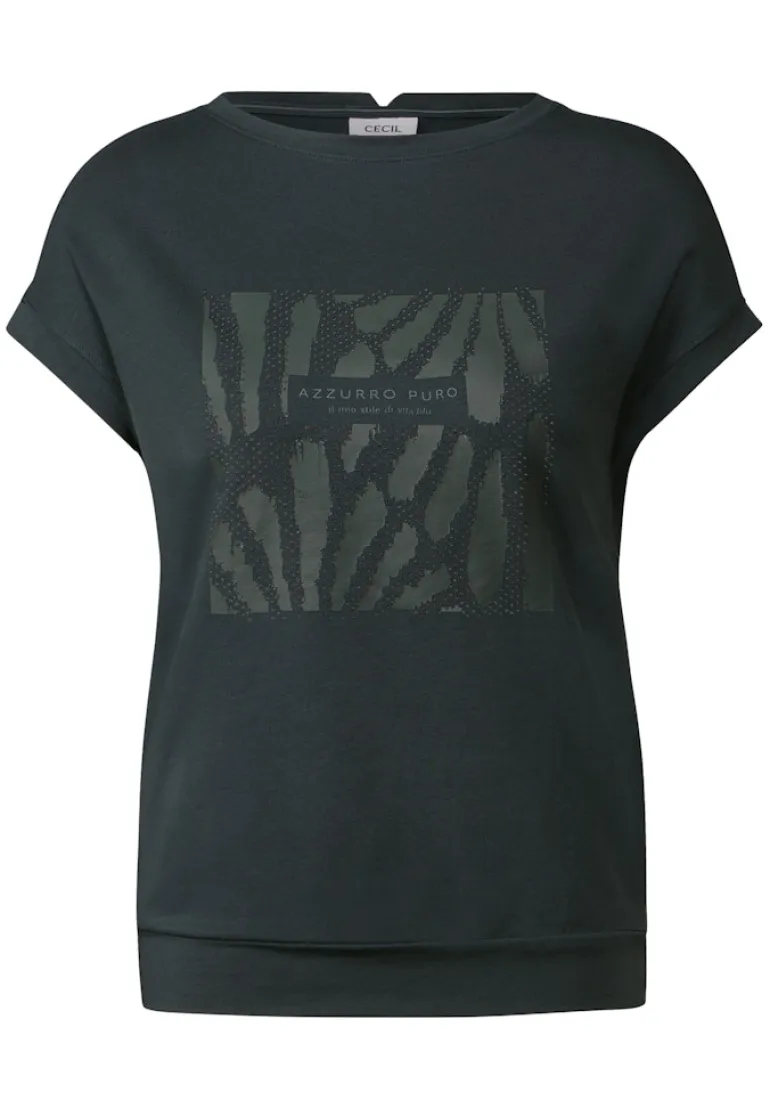 T-Shirt mit Glitzer-Print slate khaki