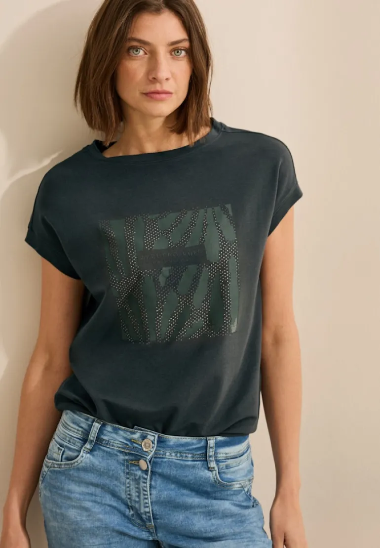 T-Shirt mit Glitzer-Print slate khaki
