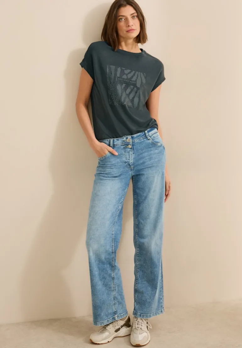 T-Shirt mit Glitzer-Print slate khaki