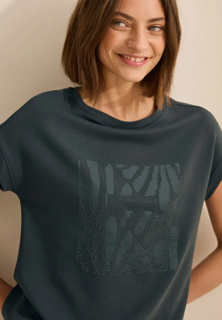 T-Shirt mit Glitzer-Print slate khaki