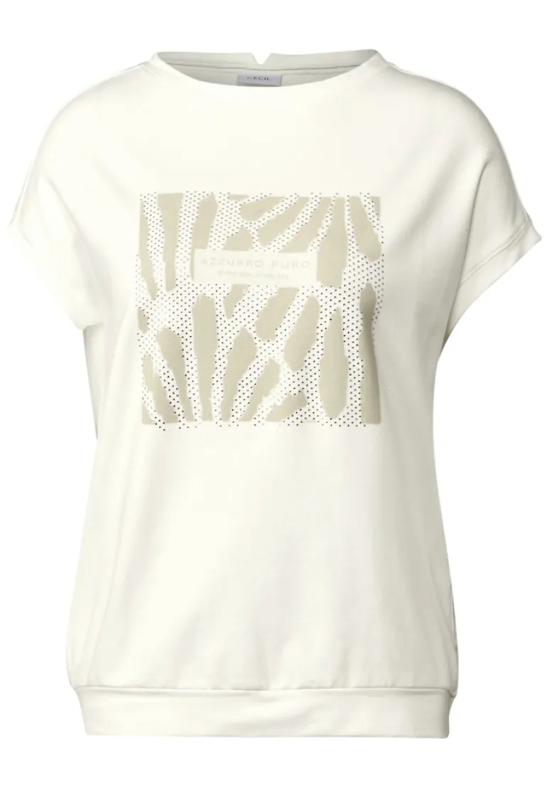 T-Shirt mit Glitzer-Print vanilla white