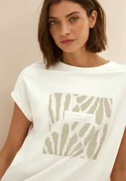 T-Shirt mit Glitzer-Print vanilla white