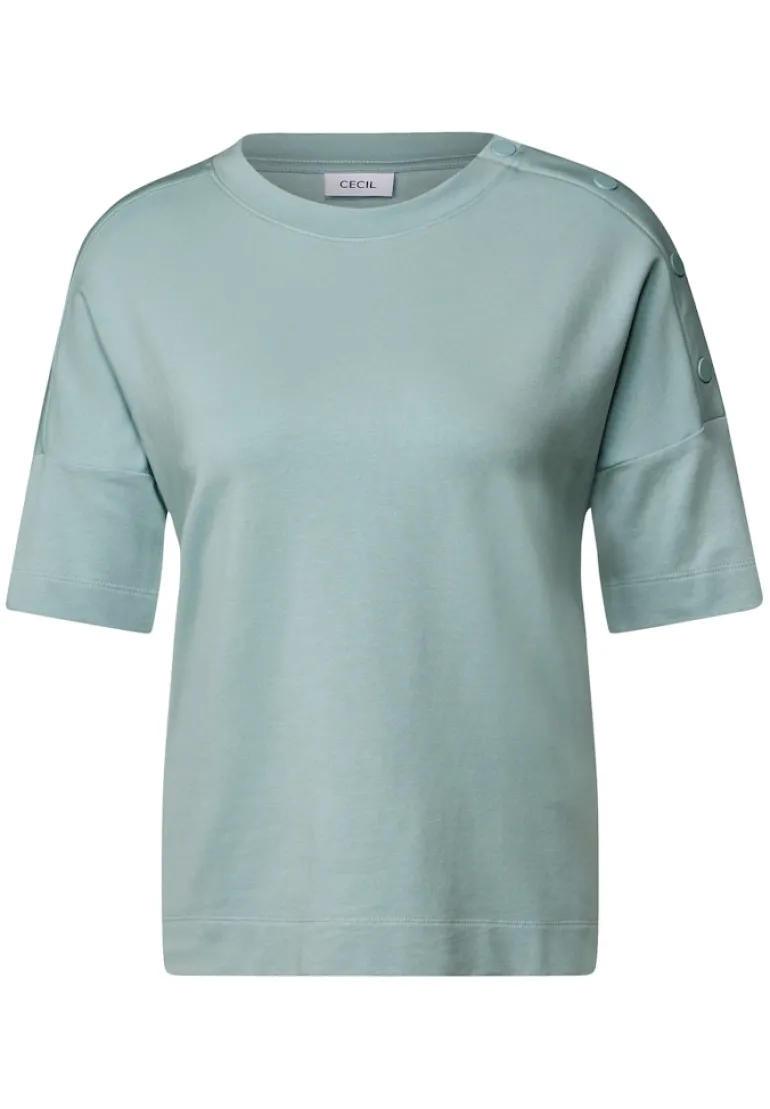 T-Shirt mit Knopfdetail cool salvia green