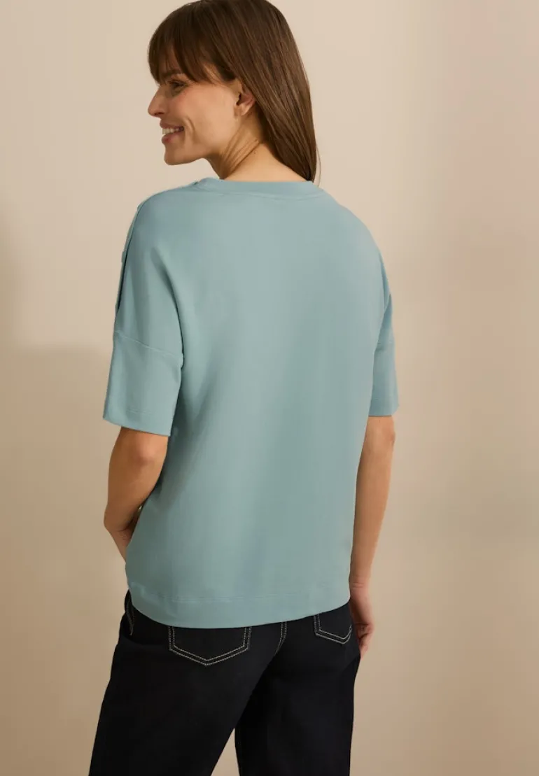 T-Shirt mit Knopfdetail cool salvia green